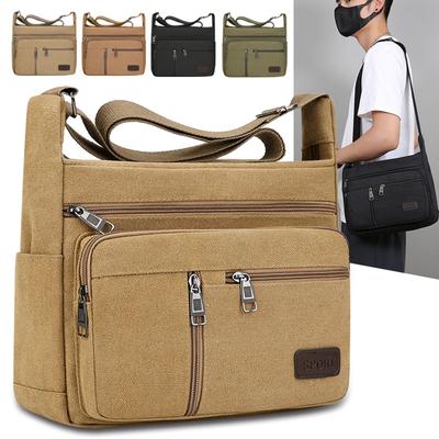 Plátěná taška přes rameno Láhev Muži Ženy Ležérní Jednoduchá Móda Retro Crossbody Cross Square Multi Layered