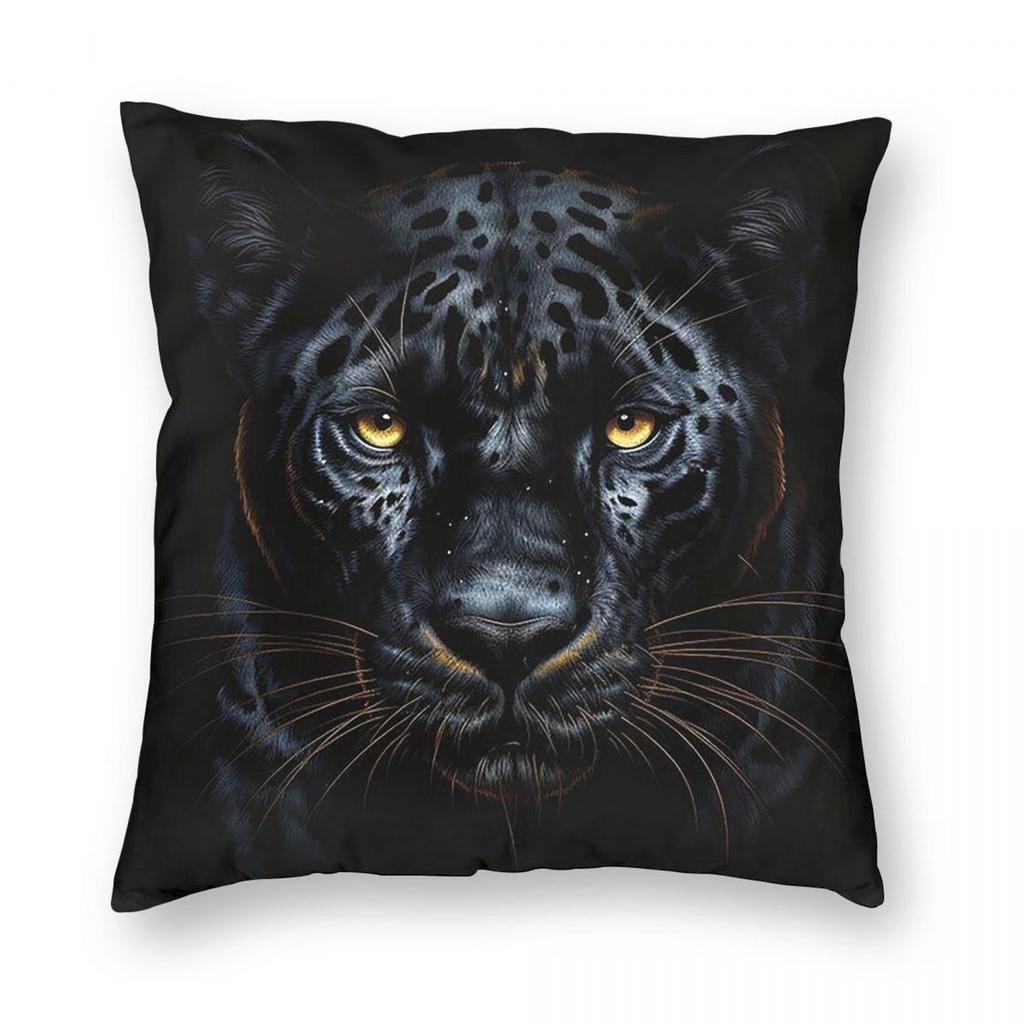 Four Animal Head Lion Tiger Black Panther And Wolf Square Pillowcase Pillow Cover Cushion Throw Pillow for Home Sofa Living Room
