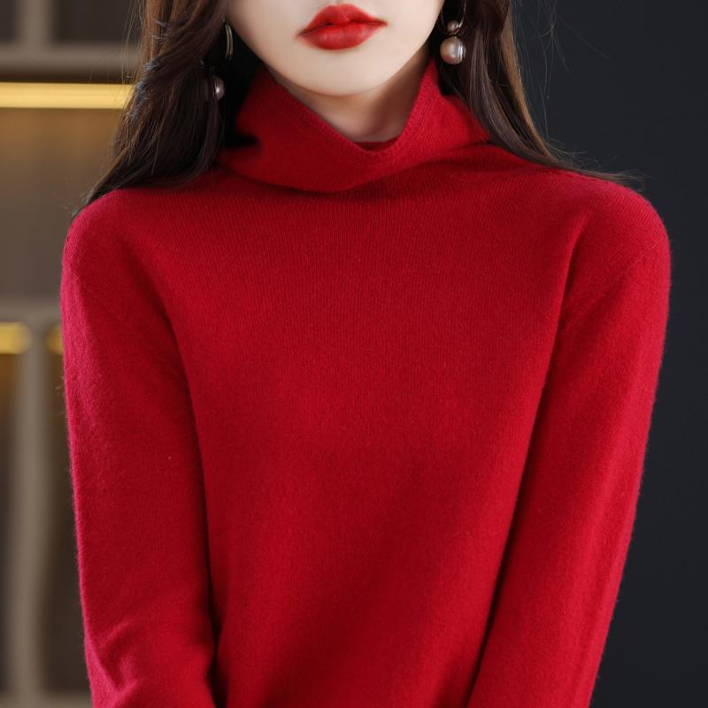 Dámský svetr s rolákem, kašmír Qinghe, 30 % kašmír 70 % vlna, zimní pletený svetr podzimní svetr kašmírový svetr