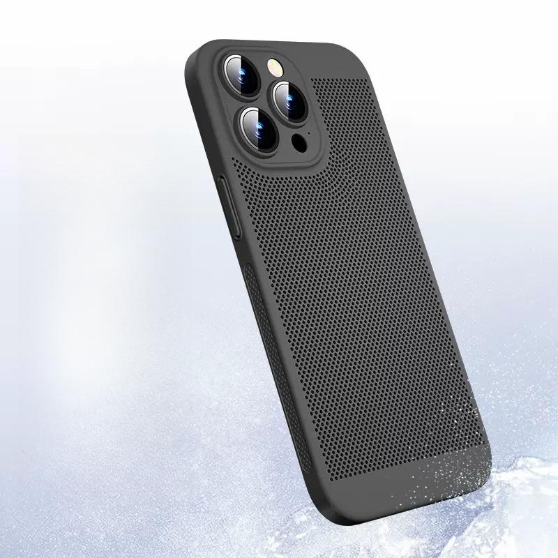 

Подходит для iPhone 16 Дышащий сетчатый охлаждающий чехол для мобильного телефона Матовый Apple 15pro Полностью закрывающий чехол с защитной пленкой для объектива 14 iPhone7P/8P чёрный