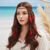 Intricate Beadwork Long Feather Headpiece Tribal Feather Hair Extensions  Music Festival Look