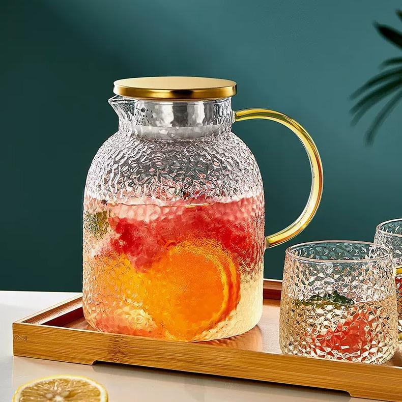 High Borosilicate Glass Cool Kettle Thickened High Temperature Resistant Hammer Pattern Boiling Teapot Large Capacity Home Use Teapot for Guests