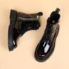 Fashion Men Fashion Stage Nightclub Patent Leather Boots Lace-up Platform Shoes Cowboy Spring Autumn Boot Cool High Motorcycle Botas Man