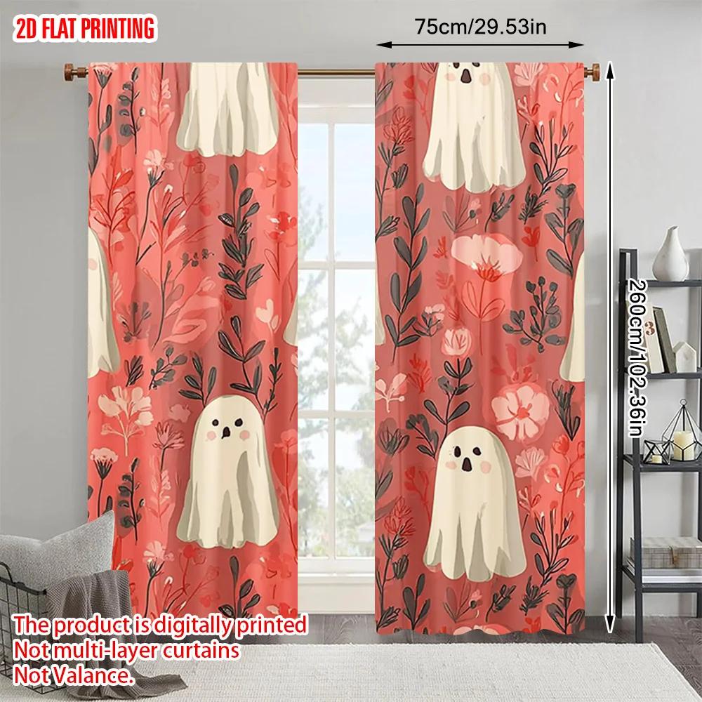 2pcs   plane printing Print Curtains Ghosts and Floral Durable Polyester (without rod) Versatile All for Bedroom   Contemporary