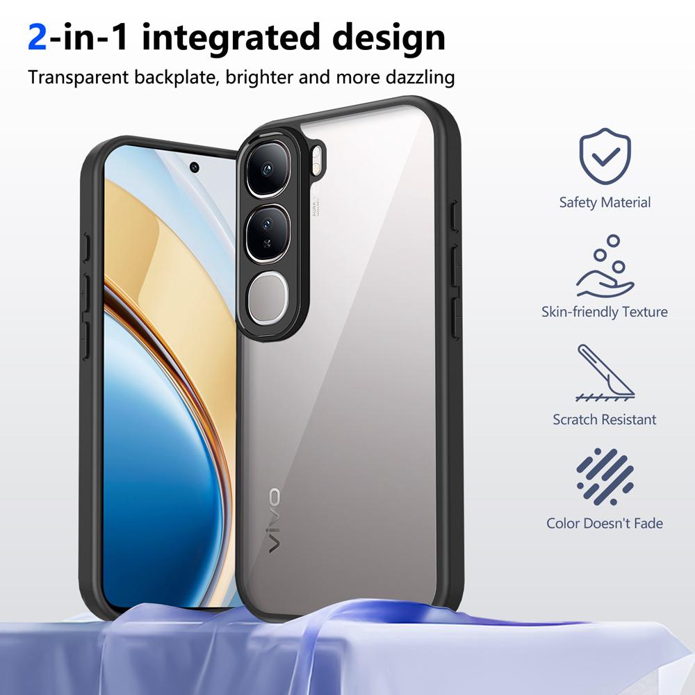 KEYSION Transparent Phone Case for VIVO V40 SE 80W V40 Lite Soft Silicone+PC Clear Shockproof Phone Back Cover for VIVO Y200 5G
