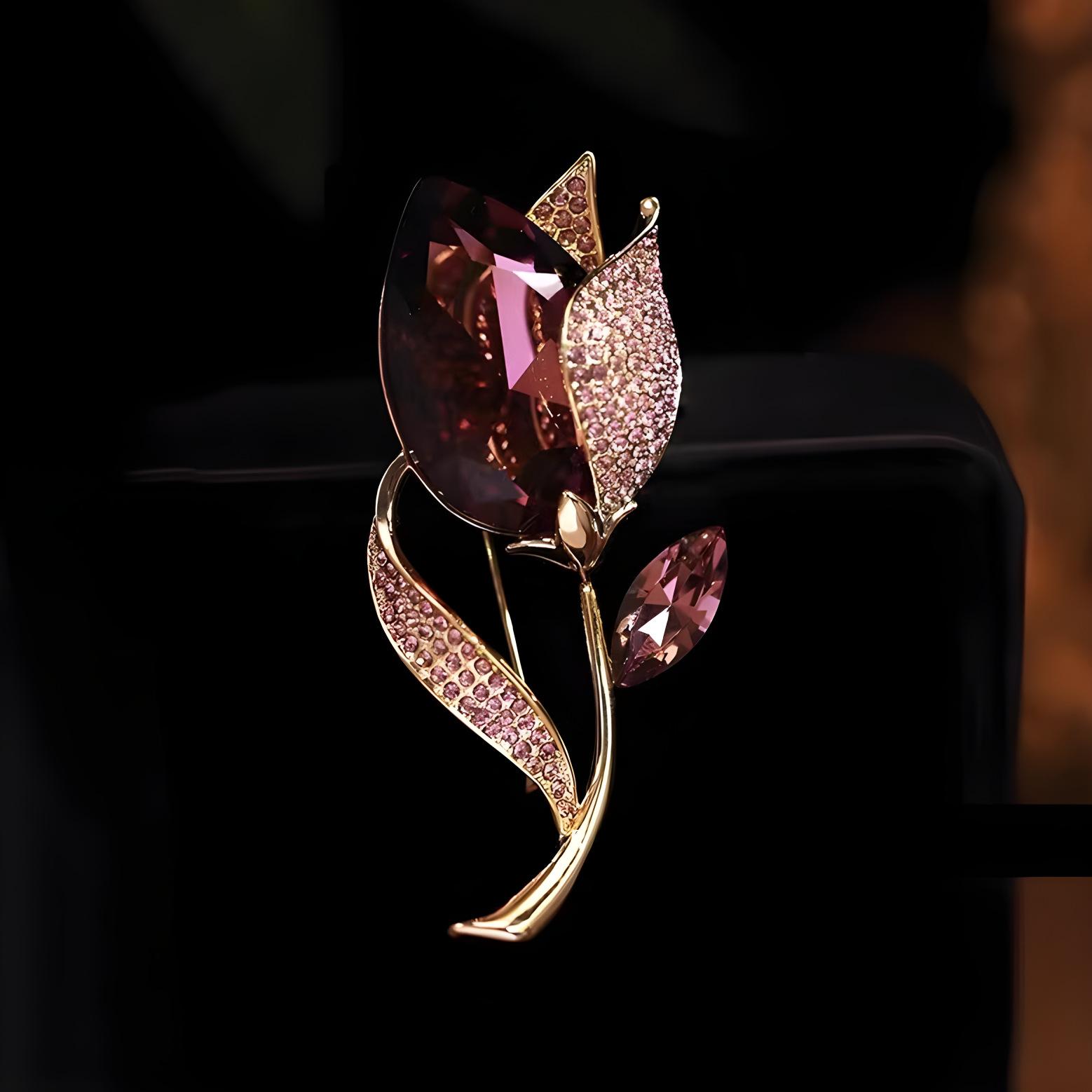 

Хрустальная брошь-тюльпан, высококачественный женский легкий роскошный темпераментный корсаж, нишевый дизайн, блейзер с булавкой и аксессуарами