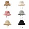 Breathable Fisherman Hat Solid Color Wide Brim Sun Hat Simple Sunscreen Bucket Hat  Beach
