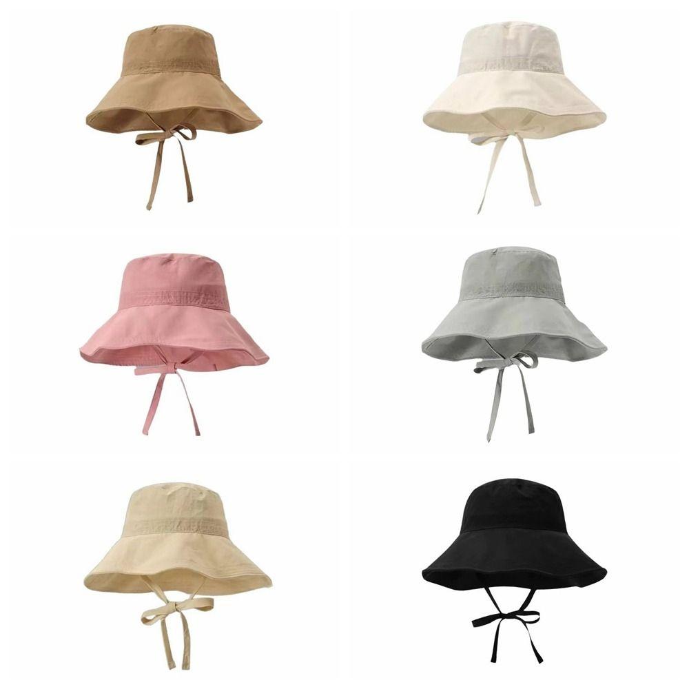 Breathable Fisherman Hat Solid Color Wide Brim Sun Hat Simple Sunscreen Bucket Hat  Beach