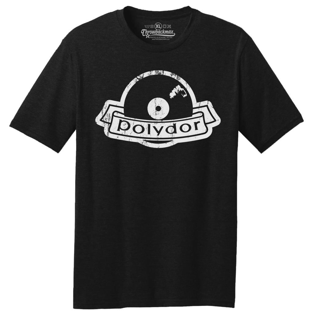 Throwbackmax Polydor Record Label Classic Cut, Premium Tri-Blend Black T shirt