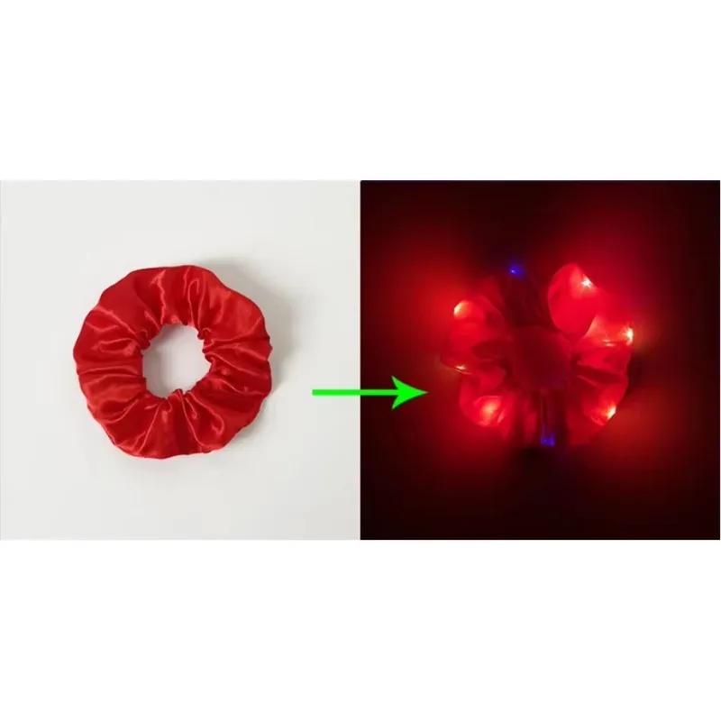 1pcs LED Luminous Hair Scrunchies Light Up Hair Scrunchies Elastic Light Women Girls Hair Bands for Halloween Christmas Party