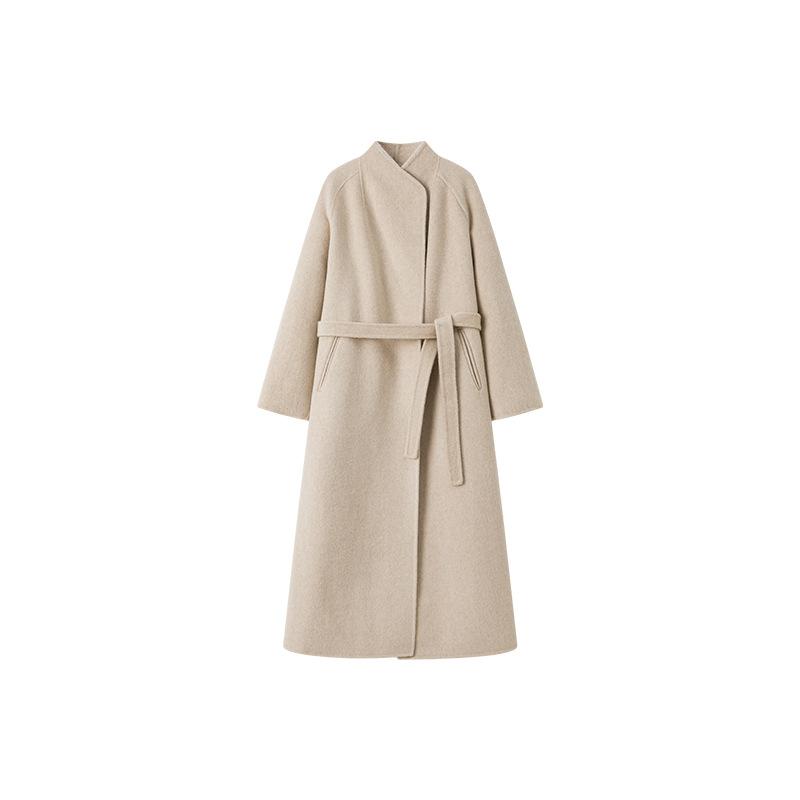 

[Оригинал] ряд ленивый ветер халат двустороннее кашемировое пальто 2025 осень и зима на шнуровке удлиненное шерстяное пальто женское S