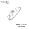 Skyrim Cute Cat Open Ring Stainless Steel Kitten Enthusiast Pet Animal Adjustable Ring Women's Minimalist Ring Lover Gift