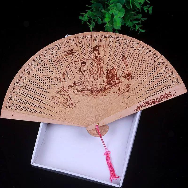 Chinese Style Handmade Small Women's Incense Wood Fan, Sandalwood Fan, Ancient Style Folding Fan, Hollow Classical Women's Fan, Portable