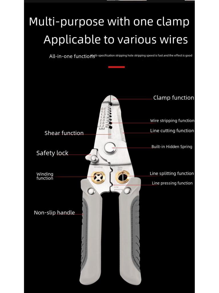 Multifunkční nerezové kleště na odizolování a krimpování vodičů pro elektrikáře