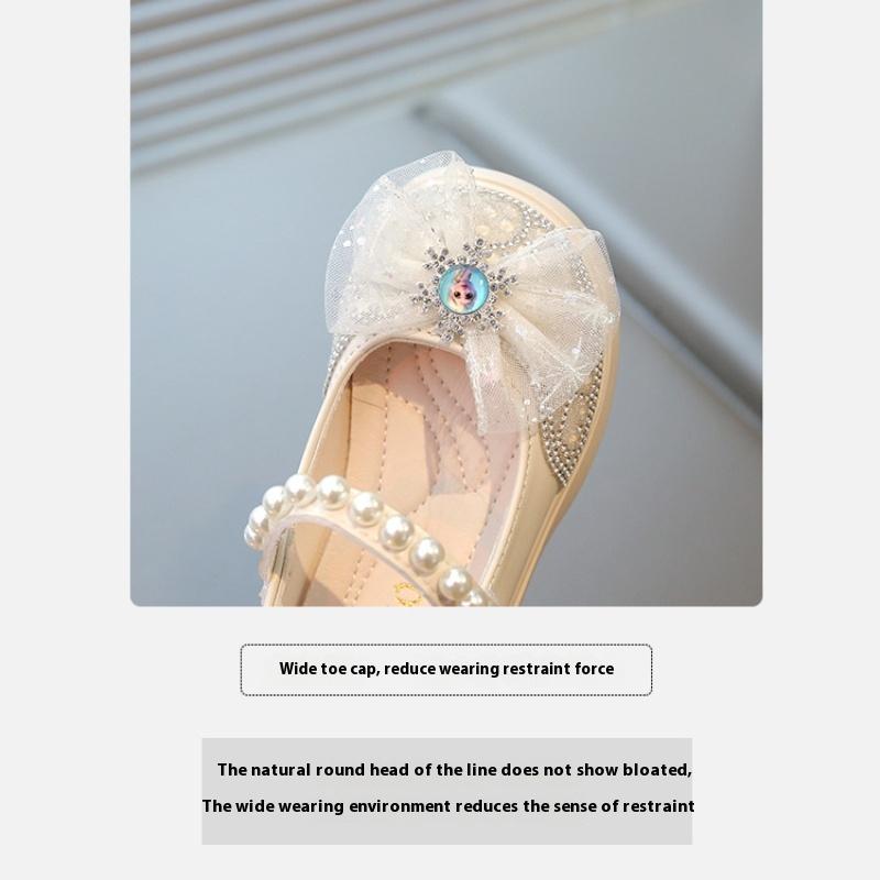 Spring and Autumn New Fashion Trend Rhinestone Girls Comfortable Soft-soled Leather Shoes