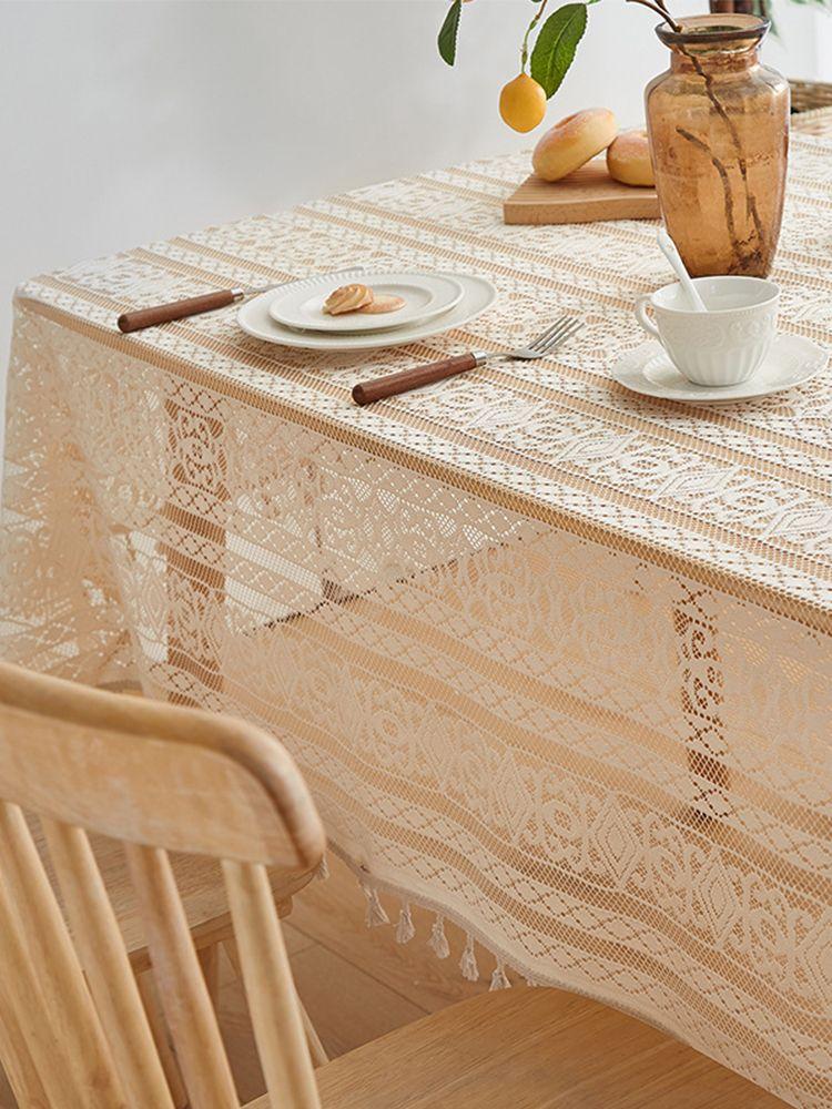 French Retro Lace Hollow Tablecloth Pastoral Style Photo Long Crochet Tablecloth Coffee Table Cover Towel Dining Table Cloth Cover Cloth