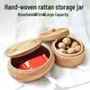Vietnamese Rattan Woven Basket with Lid - Storage Jar for Tea, Snacks, Candy, and Cookies In Living Room
