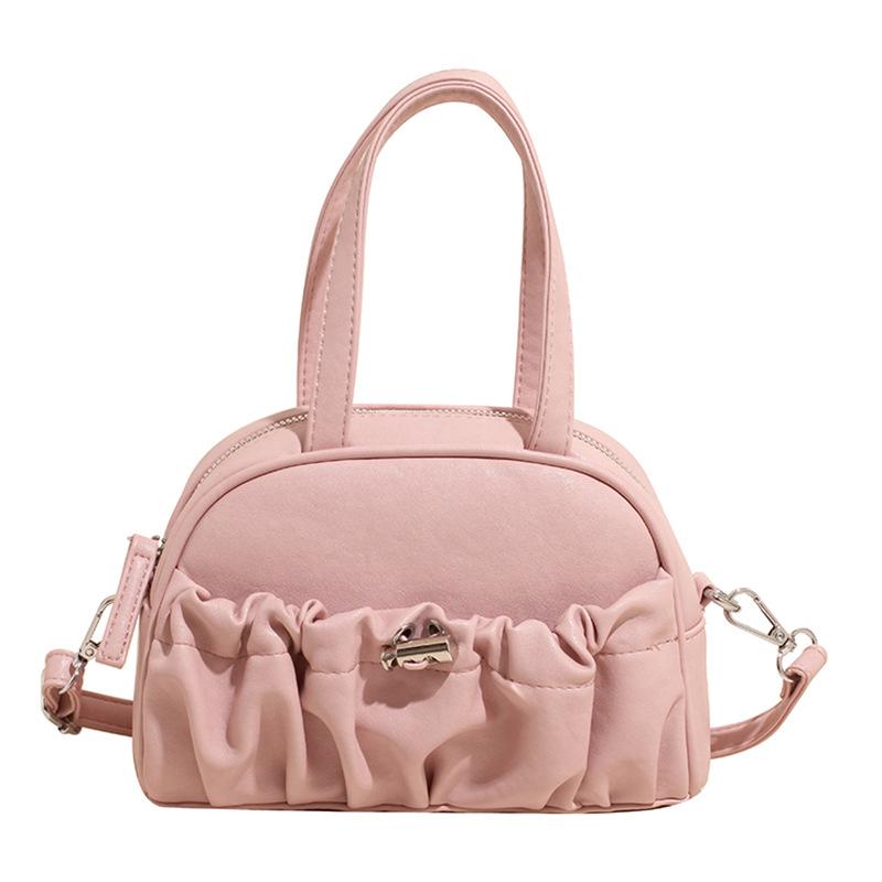 

Оптовая продажа Новая корейская мода Плиссированная портативная сумка-подушка Повседневная нишевая сумка через плечо премиальной текстуры для通勤ющих женщин розовый