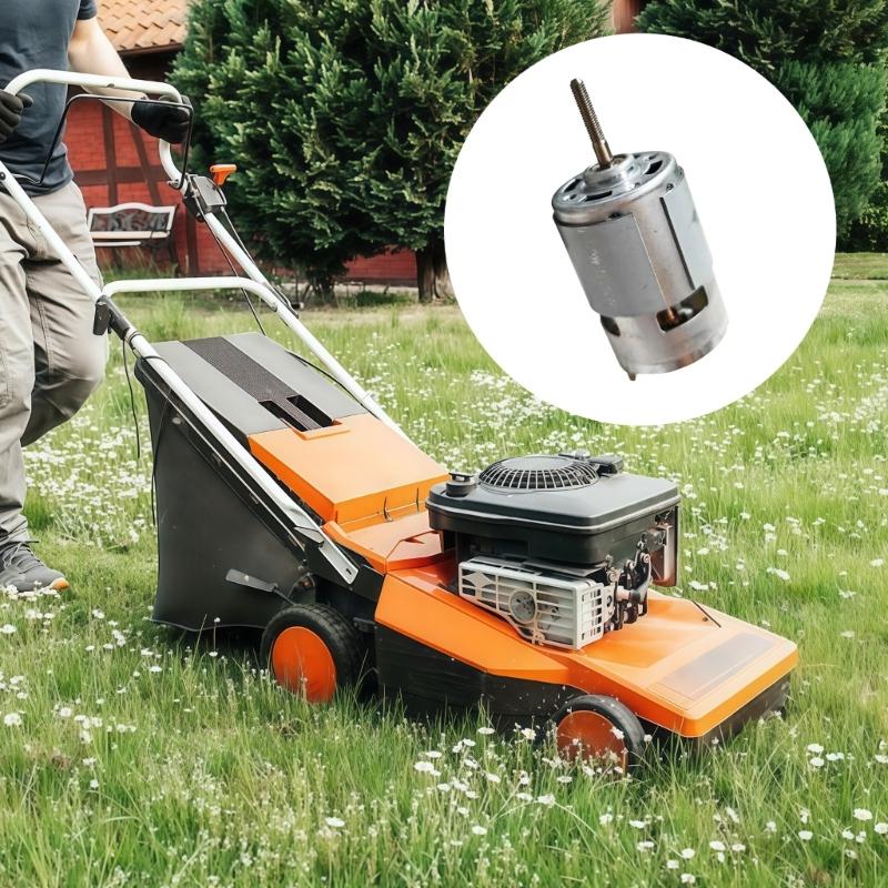 Grass Cutter Motor Replacement Part RS755, Cylindrical Motor Form with Threaded End, Metal Housing, 98 x 44.5 mm, for Brush Cutter Maintenance