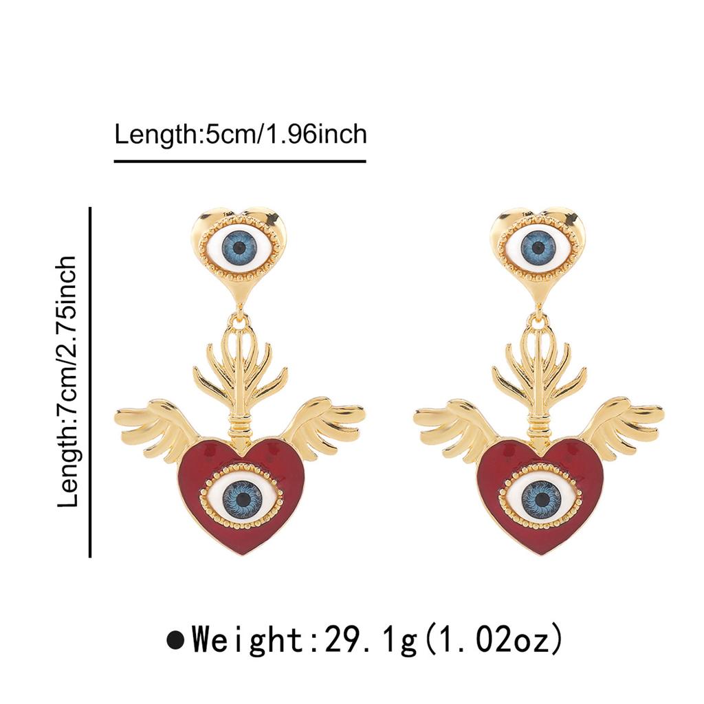 Women European American Fashion Eye Senior Sense Earrings Unique Personality Love Oil Drip Stud Earrings