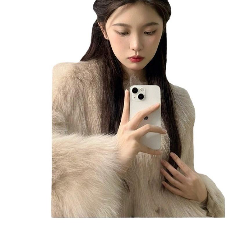 Imitation mink fleece jacket women's autumn and winter clothing, imitation fox fur, cotton-padded thickened short long hair
