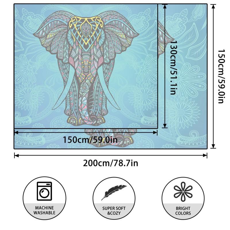 Boho Style Mandala Elephant Tapestry Wall Hanging Living Room Bedroom Decor