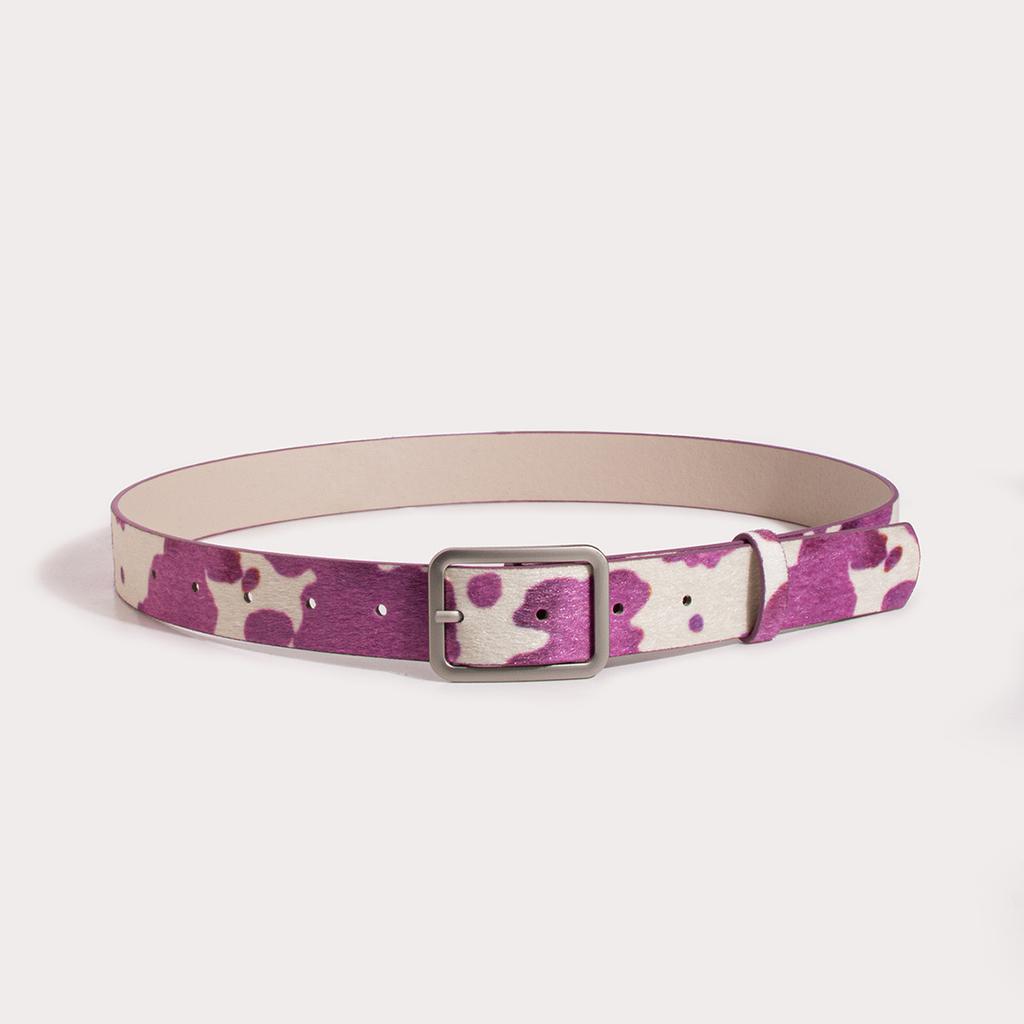 New Day Buckle Black and White Cow Pattern Horse Hair Women Fake Hair Fashion PU Belt