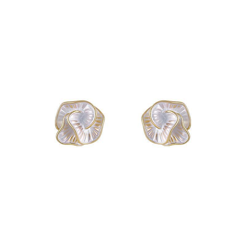 S925 Silver Needle Camellia Light Luxury Trendy Cold Style Earrings for Women