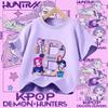Cotton Tshirt for Girls Kpop Demon Hunter  Sports Tshirt  New Short Sleeve Casual Tshirt for Summer 2026  Letters AZ