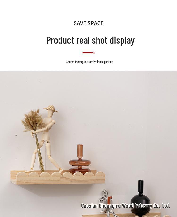 Solid Wood Lace Wall-Mounted Decorative Shelf for Home Living Room