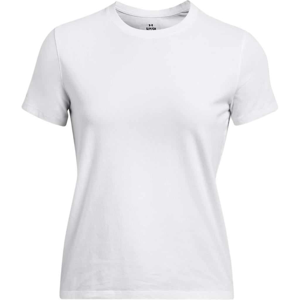 Under Armour Movement Logo Round Neck Breathable Short Sleeve T-Shirt Women T-Shirts White Metallic-Silver 6000217-100
