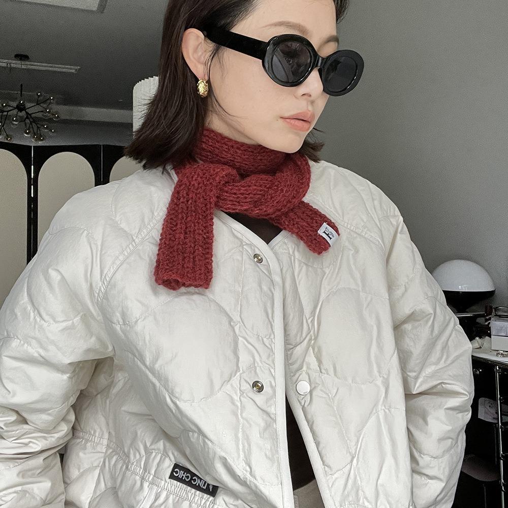 Imitation Cashmere Wool Knitted Scarves Solid Color Winter Scarves Fashion Narrow Long Scarf