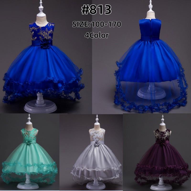 Girls Princess Pageant Dress Sequined Embroidered Gown Kids 110-170cm