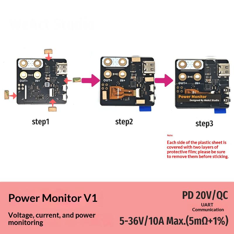 1 Set 36V 10A Max Power Monitor Module With Xt60 Connector Pd Qc Support For Rc Drone Battery Power Detection