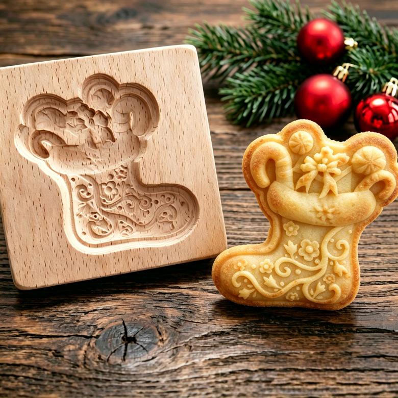 Wooden Gingerbread and Shortbread Cookie Mold Cutter