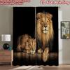 2D Flat Printing 2pcs Curtain Curtain Lion and Lioness Portrait Digital Printed Polyester Drapes Seasonal Party & Holiday Decor