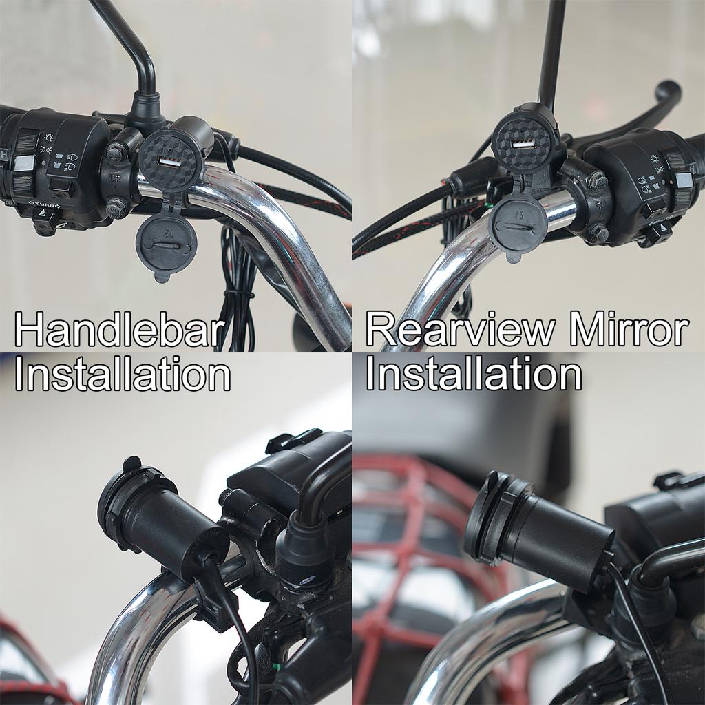 USB Motorcycle Mobile Charger, 12V Waterproof, Single-Port