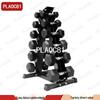 Hexagonal Rubber Dumbbell Set with A-Type Rack