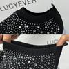 Lucyever Shiny Crystal Knitted Sneakers Women 2024 Spring Breathable Mesh Flats Woman Plus Size Slip on Running Casual Shoes 43