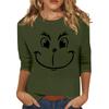 3/4 Sleeve Tops For Women T-Shirt Casual Christmas Print Tops T Shirt Round Neck Pullover Blouse