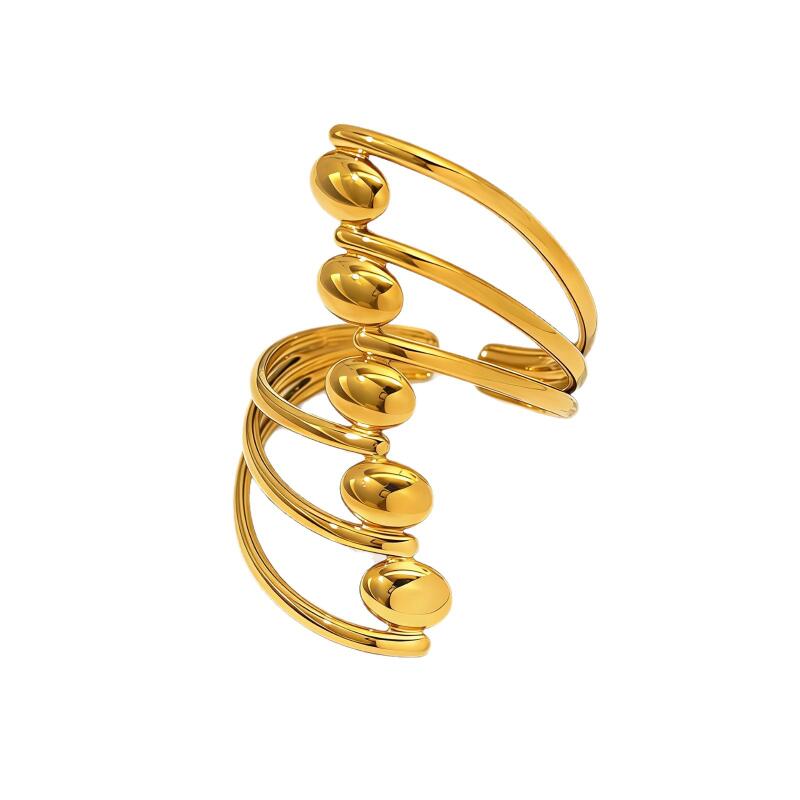 Stainless Steel Geometric Multi-Layer Line Rings for Women Men Personality Hollow Wide Opening Rings Banquet Jewelry Accessories