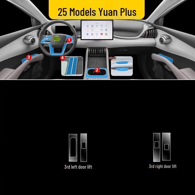 BYD Yuan Plus Interior Film: Protective Transparent Central Control Film for 25 Models