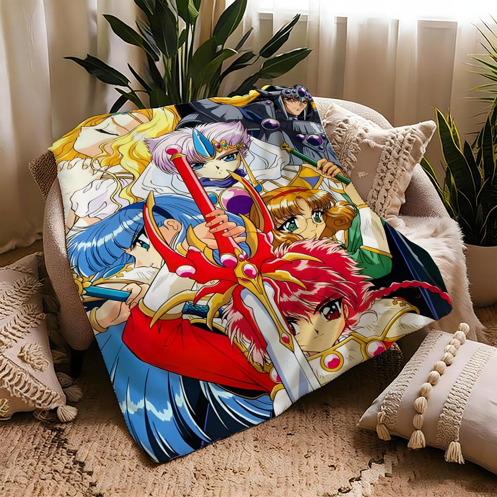 Anime M-Magic Knight Rayearth-h Throw Warm Soft Flannel Blanket, Multi-use for Sofa Bed Camping Travel Nap