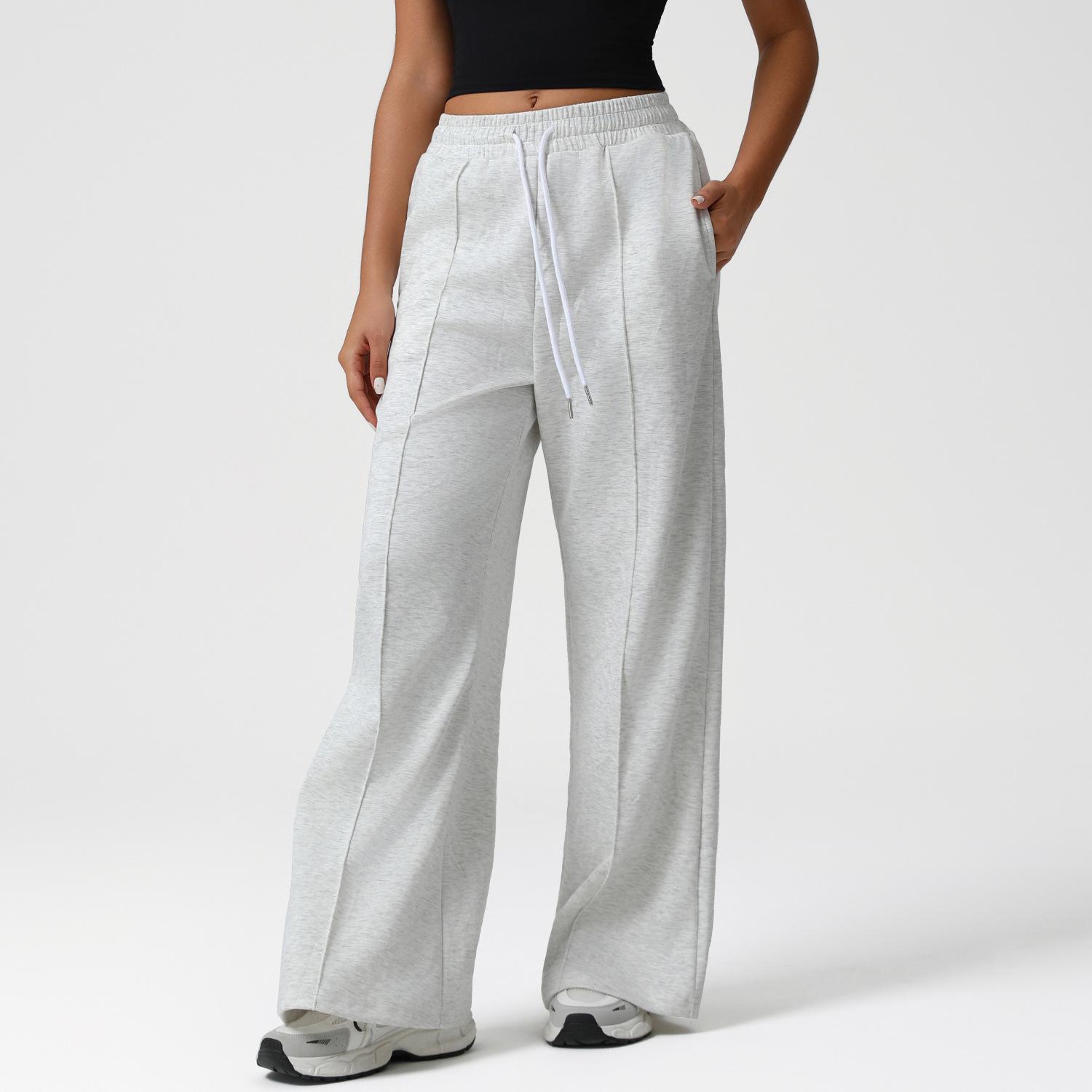 Women s High Waist Drawstring Wide Leg Pants Casual Loose Trousers S