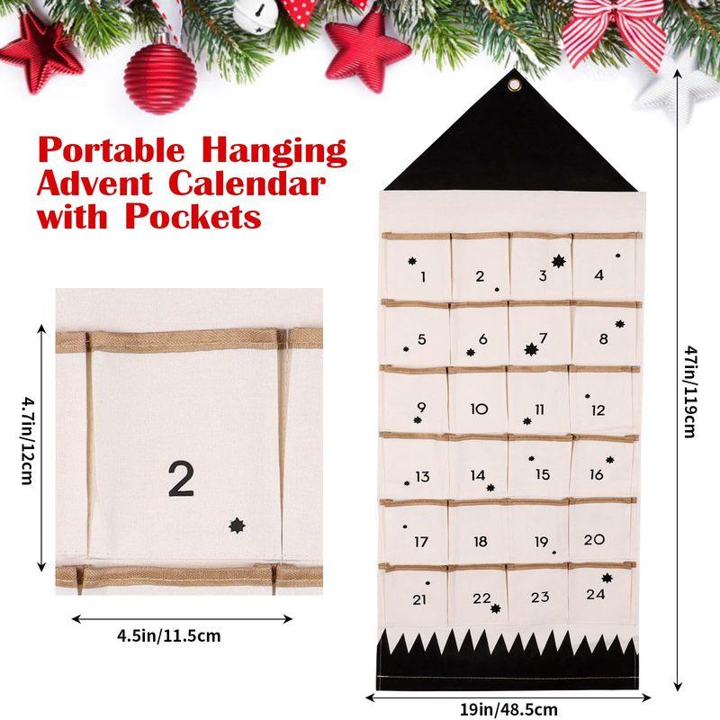 Wall Hanging Decor Xmas 2025 Christmas Advent Calendar With 24 Pockets Reusable Countdown Calendar Home Christmas DIY Decoration
