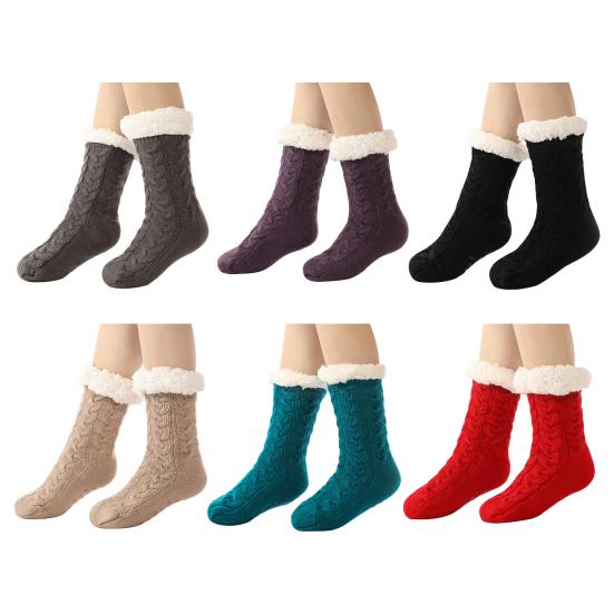1 Pair Cashmere Socks Slipper Socks with Non-Slip Dots Winter Thick Home Sleep Socks for Women And Elderly