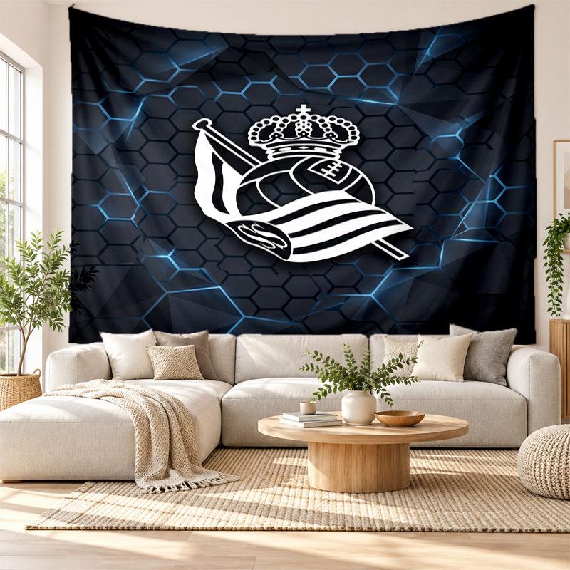 Real Sociedad FC Wall Tapestry, Soft Fabric Wall Hanging, Decorative Backdrop For Bedroom Home Wall Art