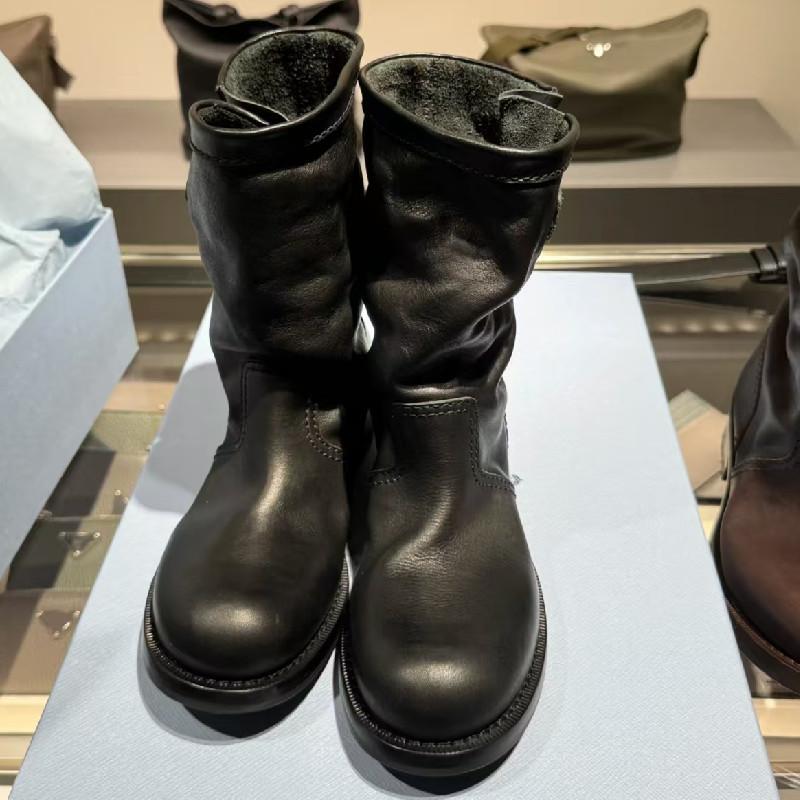 Boots Women's Shoes Combat Goth Woman 2025 Trend Chunky Stylish Comfortable Moccasin Black Luxury Low Heel Offer