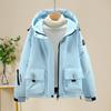 Warm outdoor down cotton jacket women's winter new fashion hooded short cotton jacket