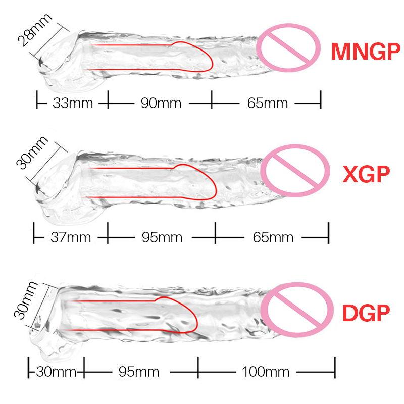 Prelungitor de mânecă pentru penis reutilizabil Prezervative reutilizabile pentru bărbați Extensor pentru mărirea penisului 6/10 cm Jucărie sexuală transparentă